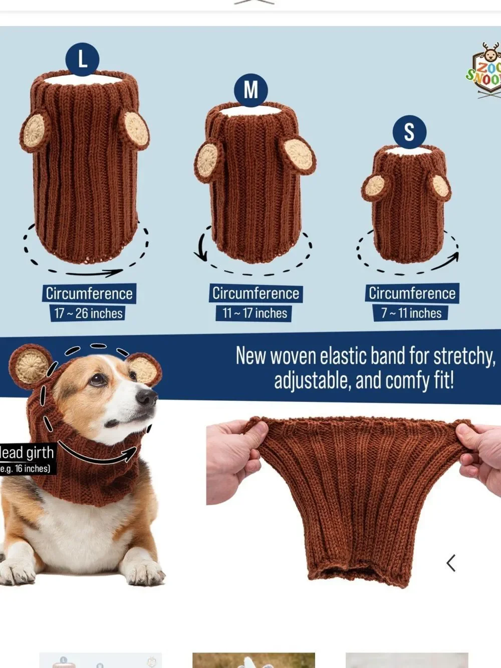 Zoo snoods - Rhino size large -New with tags